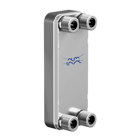Alfa Laval 100 Stainless Steel Plate Heat Exchanger, AISI 316L, 40 Plates, Single Circuit, 34 Thread Port AlfaNova 14-40H
